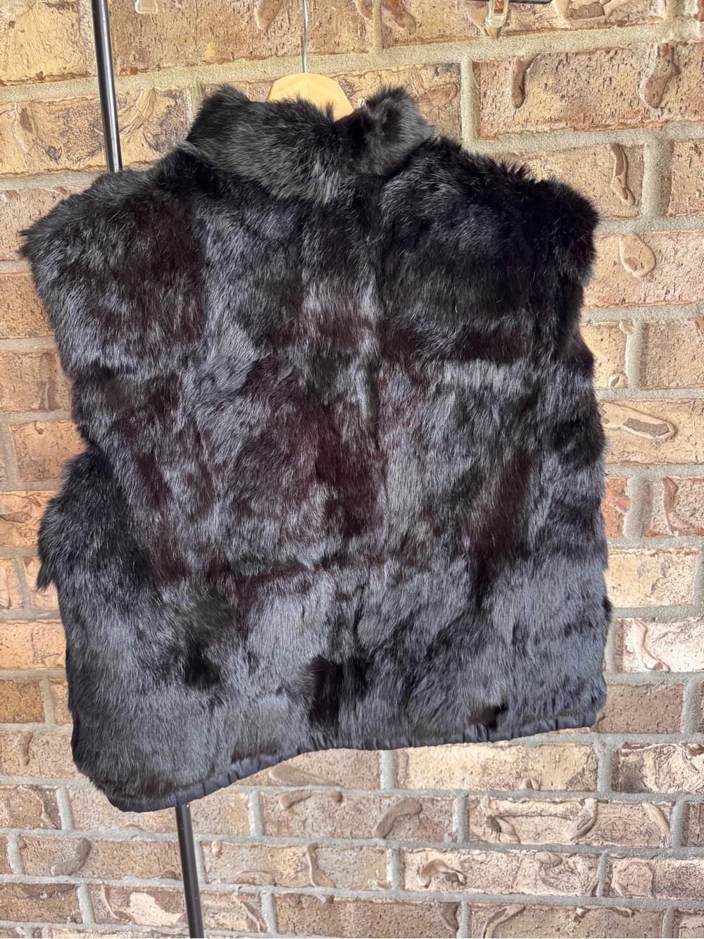 Vintage Reversible Black Rabbit Fur Vest Quilted Zip Front Women’s Size L - Picture 6 of 13